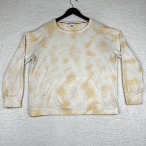 Knox Rose Sweatshirt Womens Large‎ White Yellow Tie Dye Long Sleeve Pullover